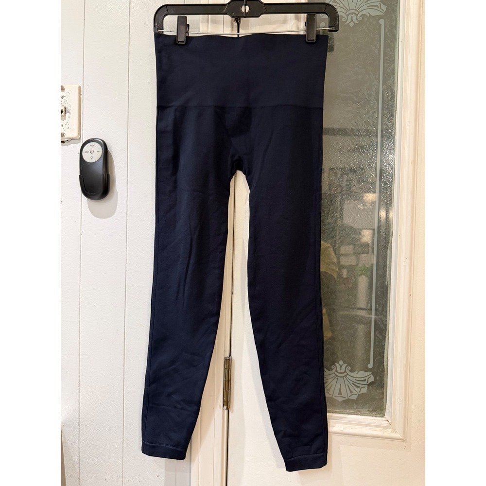 Spanx Look at Me Now Seamless Leggings Navy Blue High Waisted Large